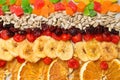 Tasty food concept - delicious dried fruits, tasty dried food