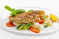 Tasty food. Grilled chicken breasts and vegetables . High quality image Royalty Free Stock Photo