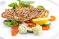Tasty food. Grilled chicken breasts and vegetables . High quality image