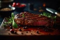 Juicy steak. Savory flavors of American cuisine. AI generated