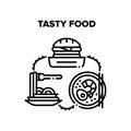Tasty Food Meal Vector Black Illustrations Royalty Free Stock Photo