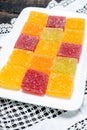 Tasty french dessert, natural fruit pate jellies or madmalade