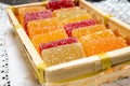 Tasty french dessert, natural fruit pate jellies or madmalade