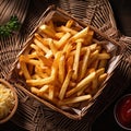 Tasty french fries in basket