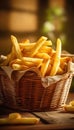 Tasty french fries in basket