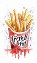 Tasty french fries, illustration, fast food Royalty Free Stock Photo