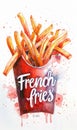 Tasty french fries, illustration, fast food Royalty Free Stock Photo