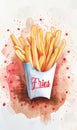 Tasty french fries, illustration, fast food Royalty Free Stock Photo