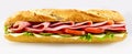 Tasty fresh baguette sandwich with baked ham Royalty Free Stock Photo