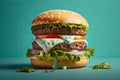 Tasty Fresh Burger. Illustration AI Generative