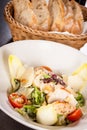 Tasty fresh caesar salad with grilled chicken Royalty Free Stock Photo