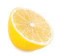 Tasty fresh cut lemon on white background