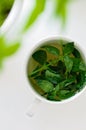 Tasty fresh herbal tea with green peppermint and basil essential oils Royalty Free Stock Photo