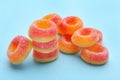 Tasty fresh jelly candies on color background Royalty Free Stock Photo