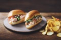 Tasty lobster roll sandwiches, food photography, photorealistic illustration