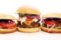 Tasty fresh meat burgers with salad and cheese. Homemade angus b Royalty Free Stock Photo