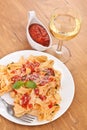 Tasty fresh pasta with tomato sauce Royalty Free Stock Photo