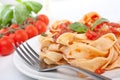 Tasty fresh pasta with tomato sauce Royalty Free Stock Photo