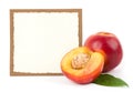 Tasty fresh peach with banner Royalty Free Stock Photo