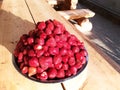 Tasty fresh red strawberries in a bowl