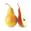 Tasty fresh ripe pears isolated on white Royalty Free Stock Photo