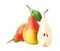 Tasty fresh ripe pears isolated on white Royalty Free Stock Photo