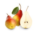 Tasty fresh ripe pears isolated on white Royalty Free Stock Photo