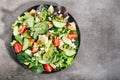 Tasty fresh salad with chicken, pesto and vegetables Royalty Free Stock Photo