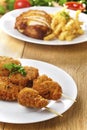 Tasty fried chicken kebob Royalty Free Stock Photo