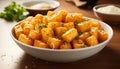 tasty fried cubed cheese squares photo