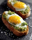 A tasty fried egg on toasted bread sprinkled with pepper is perfect for breakfast or lunch Royalty Free Stock Photo