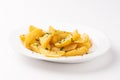 Tasty Fried Potato French Fries on White Plate Royalty Free Stock Photo