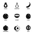 Tasty fruit icons set, simple style Royalty Free Stock Photo