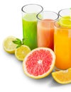 Tasty fruits and juice with vitamins on Royalty Free Stock Photo