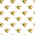 Tasty Garlic Bread as Appetizer Vector Graphic Art Seamless Pattern