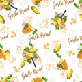 Tasty Garlic Bread with a lot of Garlic Vector Graphic Seamless Pattern