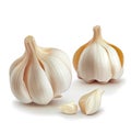 Tasty garlic cloves isolated on white background, AI generative