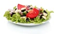 Tasty greek salad on plate