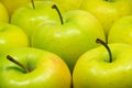 Tasty green appetizing fresh apples closeup