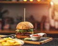 Tasty grilled home made burger Royalty Free Stock Photo