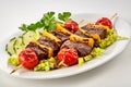 Tasty grilled marinated beef shish kebabs