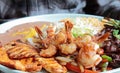 Tasty Grilled Meat and Shrimp Royalty Free Stock Photo