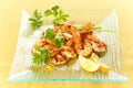 Tasty grilled prawn salad Royalty Free Stock Photo