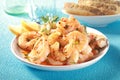 Tasty grilled shelled pink shrimps or prawns Royalty Free Stock Photo