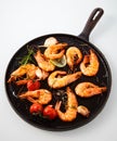 Tasty grilled spicy prawns seasoned with rosemary