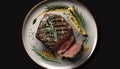 Tasty grilled steak, view from above, macro, close-up, Generative AI