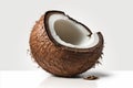 tasty half of coconut on a white background