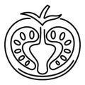 Tasty half tomato icon, outline style