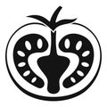 Tasty half tomato icon, simple style