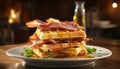 Tasty ham and cheese filled waffles, perfectly plated for an exquisite dining experience